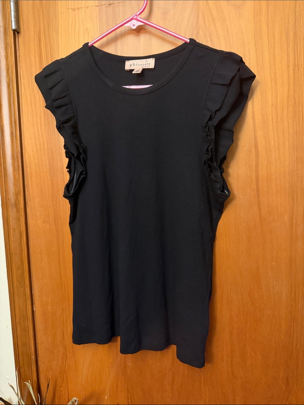Philosophy Black Ruffle-Trim Tank